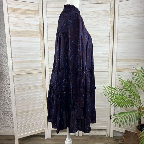 Karlie Smocked Shirred Babydoll Mini Dress Large - Picture 6 of 11